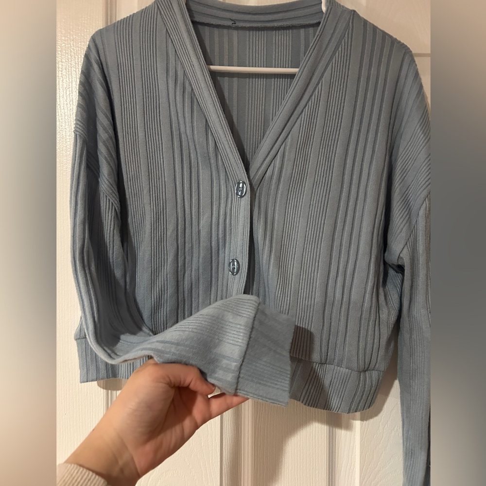 Blue Ribbed Cardigan Size M/L